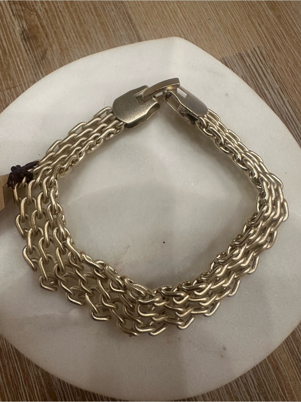 Vintage Brushed Silver Multi-Strand Mesh Link Chain Bracelet